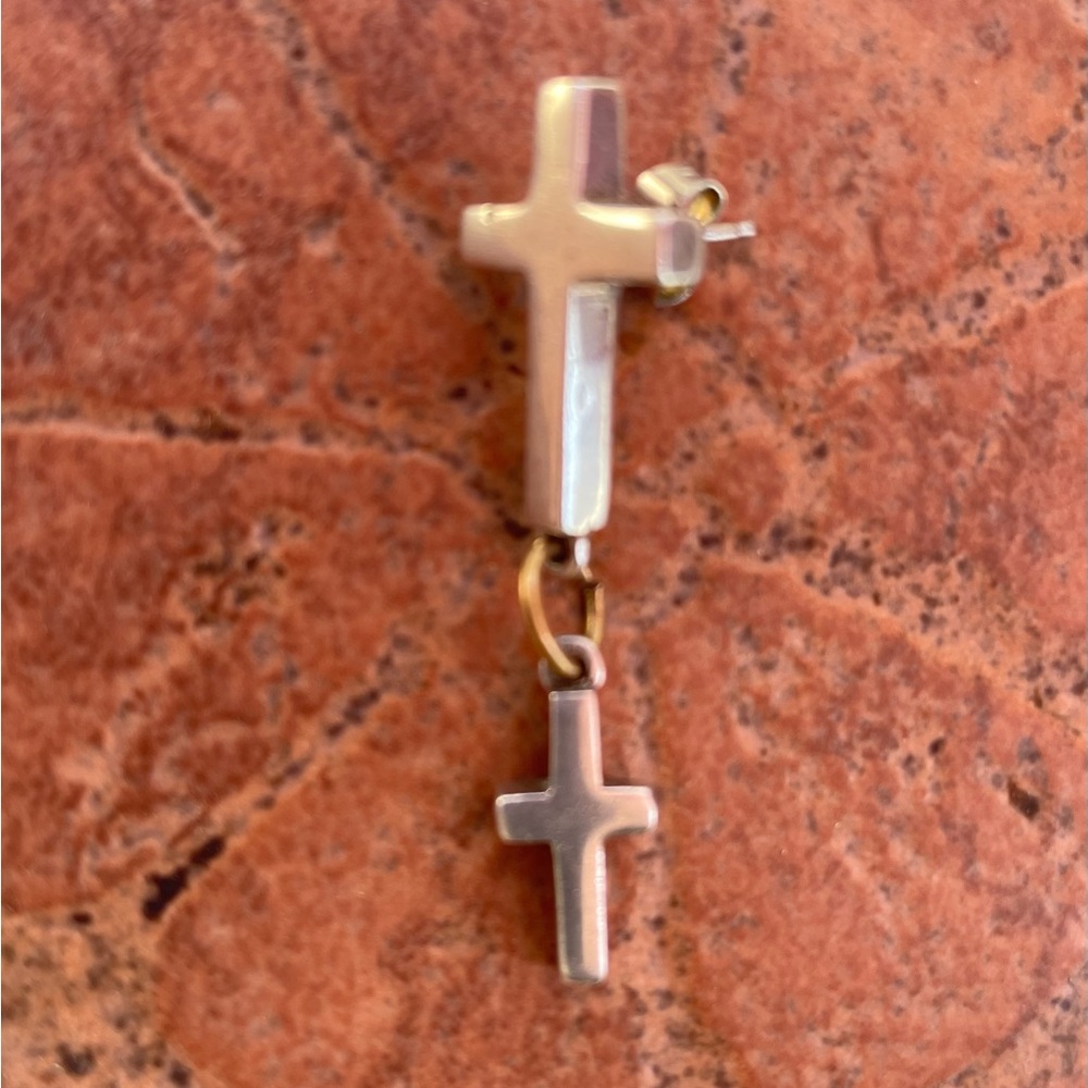 Sterling Silver Pierced Dangle Cross Earring - Picture 4 of 9